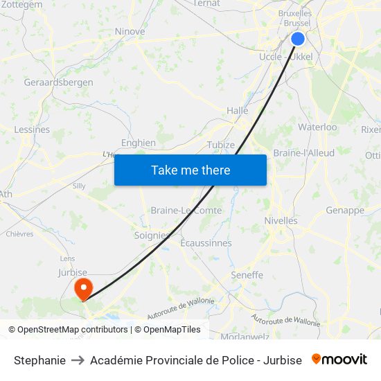 Stephanie to Académie Provinciale de Police - Jurbise map