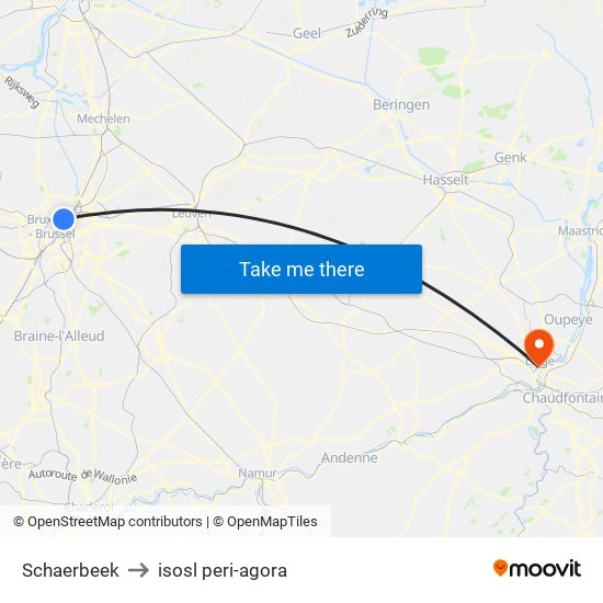 Schaerbeek to isosl peri-agora map