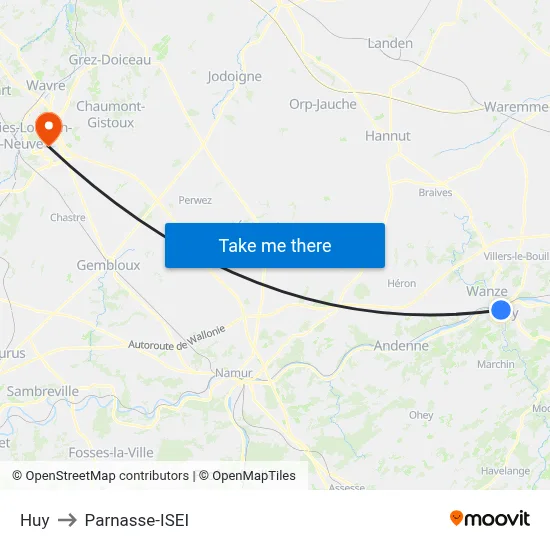 Huy to Parnasse-ISEI map