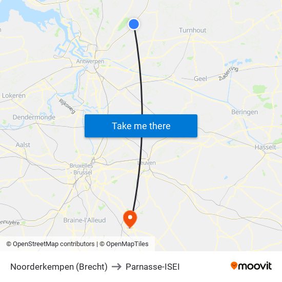 Noorderkempen (Brecht) to Parnasse-ISEI map