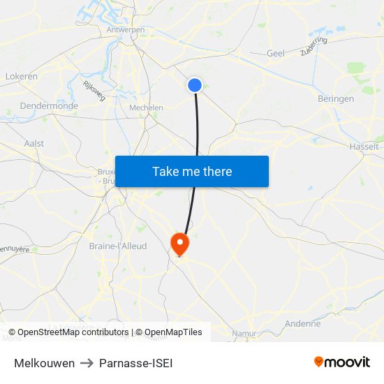 Melkouwen to Parnasse-ISEI map