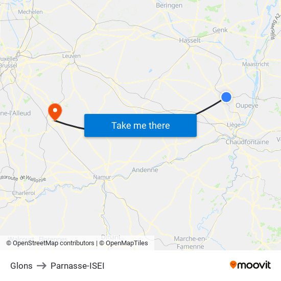 Glons to Parnasse-ISEI map