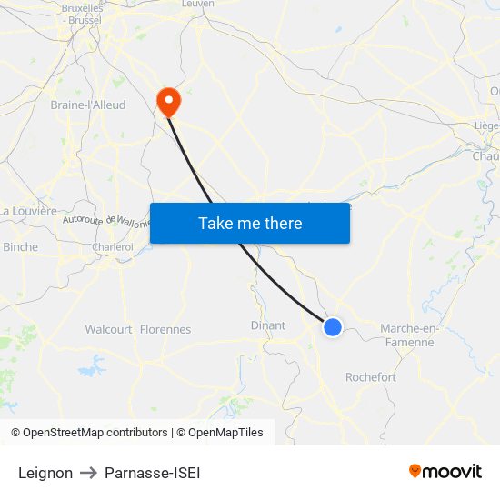 Leignon to Parnasse-ISEI map