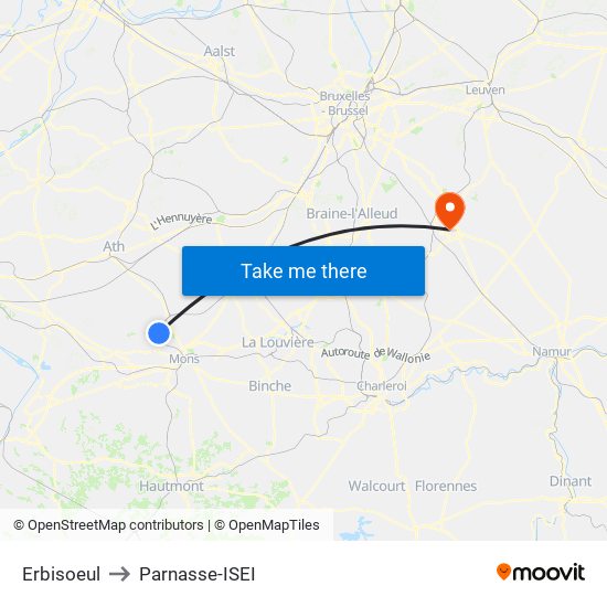 Erbisoeul to Parnasse-ISEI map