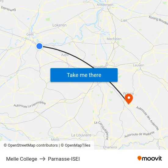 Melle College to Parnasse-ISEI map