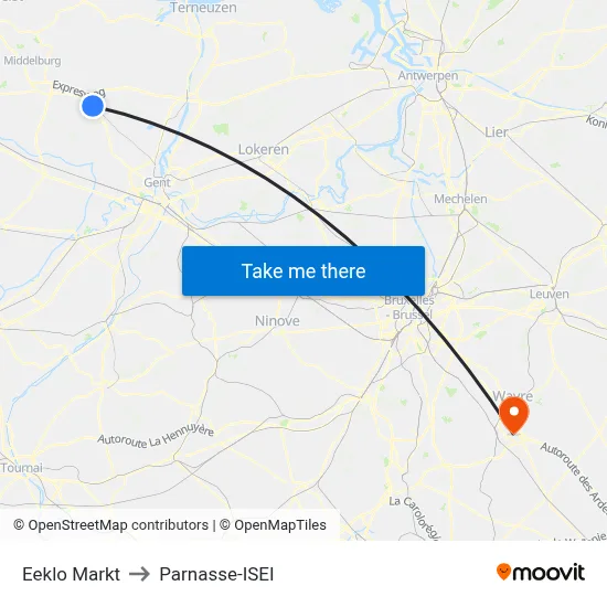 Eeklo Market to Parnasse-ISEI map