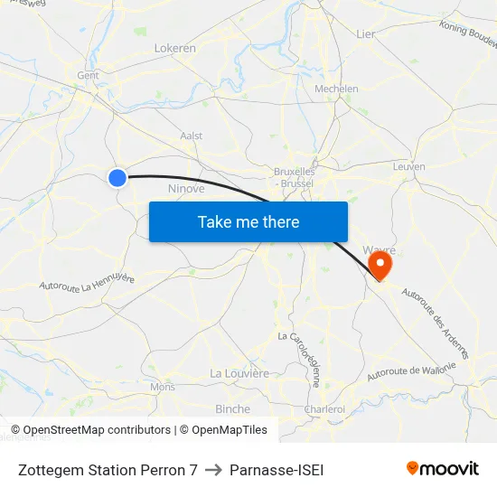 Zottegem Station Platform 7 to Parnasse-ISEI map