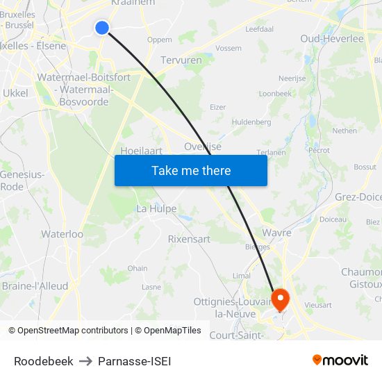 Roodebeek to Parnasse-ISEI map