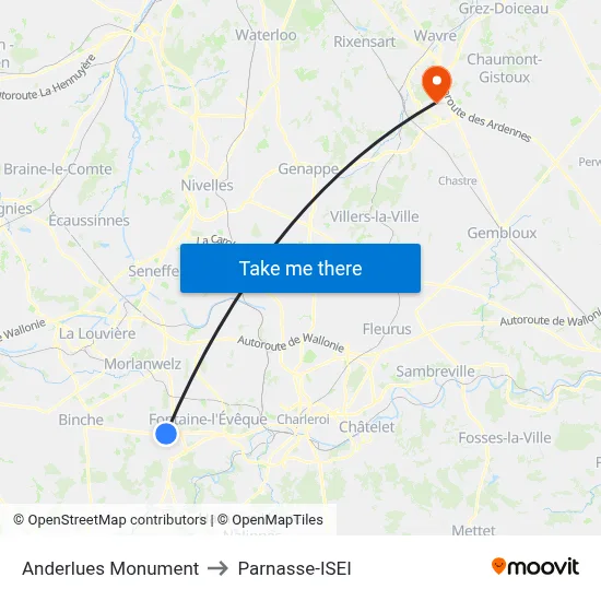 Anderlues Monument to Parnasse-ISEI map