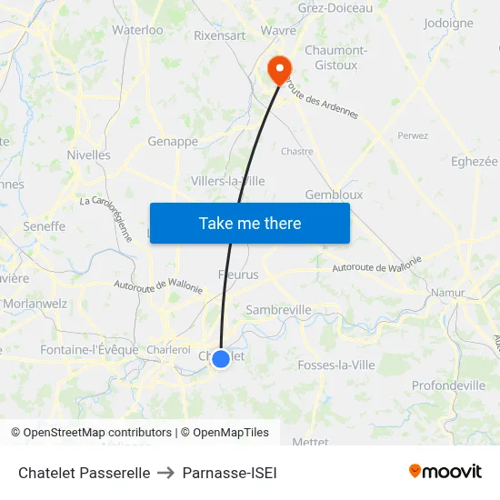 Chatelet Footbridge to Parnasse-ISEI map