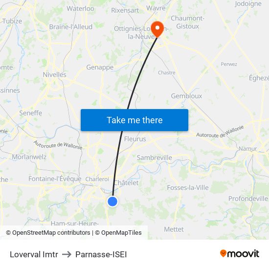 Loverval Imtr to Parnasse-ISEI map