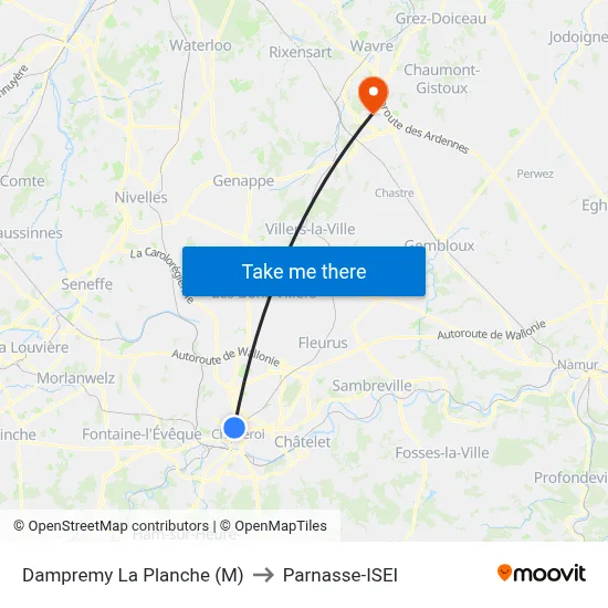 Dampremy The Plank (M) to Parnasse-ISEI map
