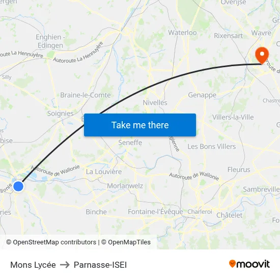 Mons Lycée to Parnasse-ISEI map