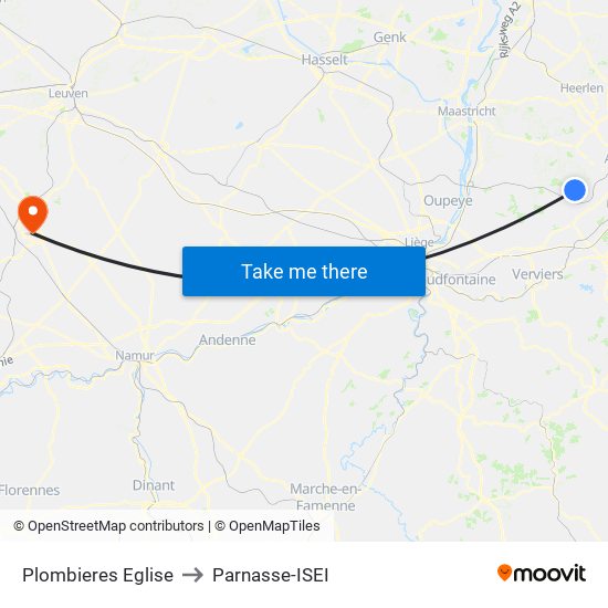 Plombieres Eglise to Parnasse-ISEI map