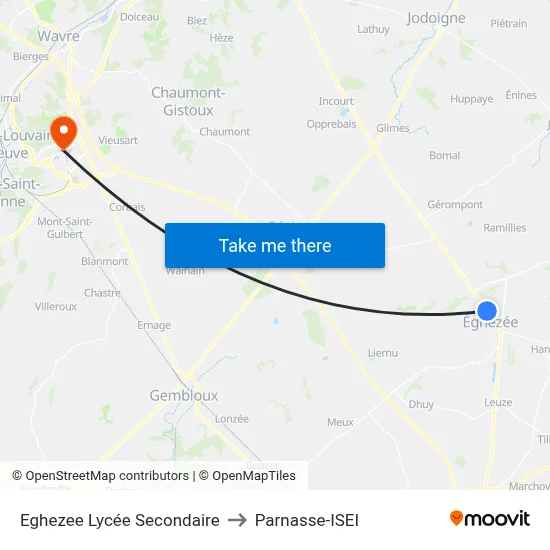 Eghezee Secondary School to Parnasse-ISEI map