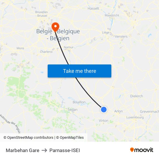 Marbehan Gare to Parnasse-ISEI map
