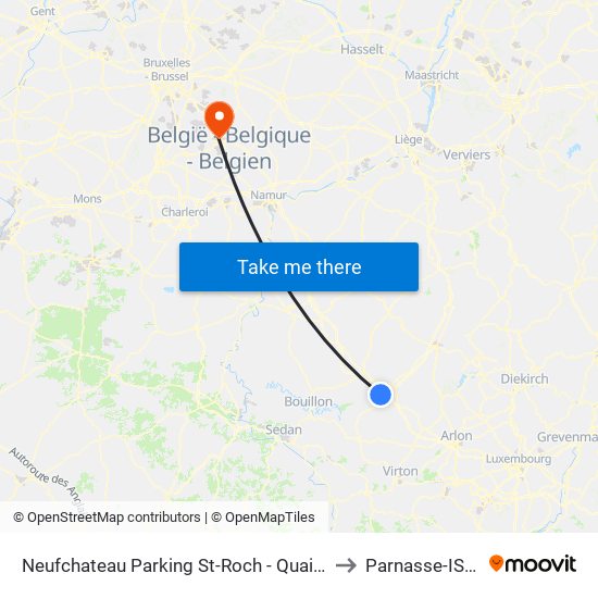 Neufchateau Parking St-Roch - Quai 3 to Parnasse-ISEI map