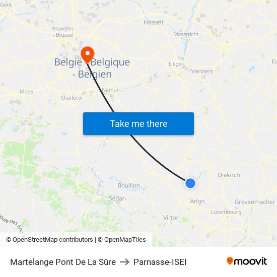 Martelange Pont De La Sûre to Parnasse-ISEI map