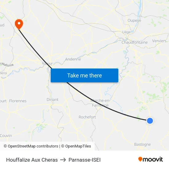 Houffalize Aux Cheras to Parnasse-ISEI map