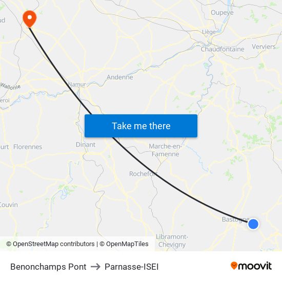 Benonchamps Pont to Parnasse-ISEI map