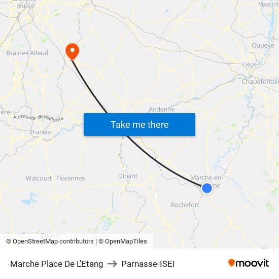 Marche Place De L'Etang to Parnasse-ISEI map