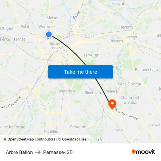 Arbre Balloon to Parnasse-ISEI map