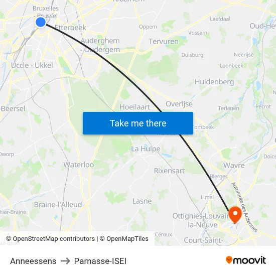 Anneessens to Parnasse-ISEI map