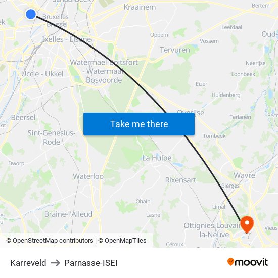 Karreveld to Parnasse-ISEI map