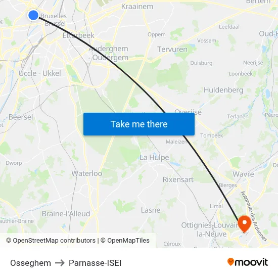 Osseghem to Parnasse-ISEI map