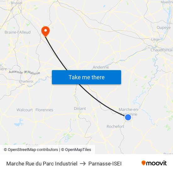 Marche Rue du Parc Industriel to Parnasse-ISEI map