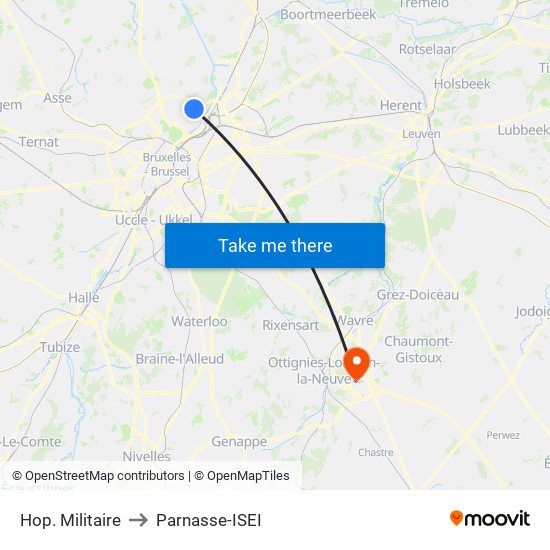 Hop. Militaire to Parnasse-ISEI map