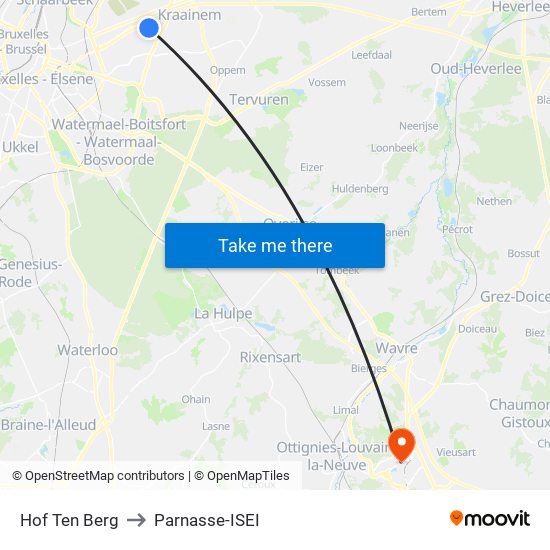 Hof Ten Berg to Parnasse-ISEI map