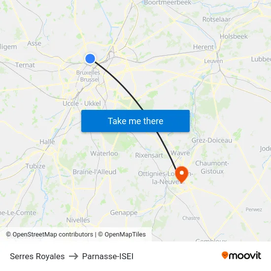 Serres Royales to Parnasse-ISEI map
