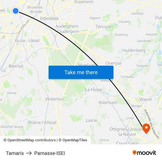 Tamaris to Parnasse-ISEI map