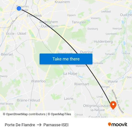 Flanders Gate to Parnasse-ISEI map