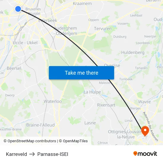 Karreveld to Parnasse-ISEI map
