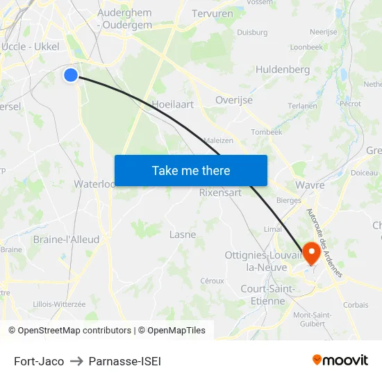 Fort-Jaco to Parnasse-ISEI map