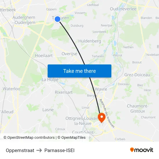 Oppemstraat to Parnasse-ISEI map
