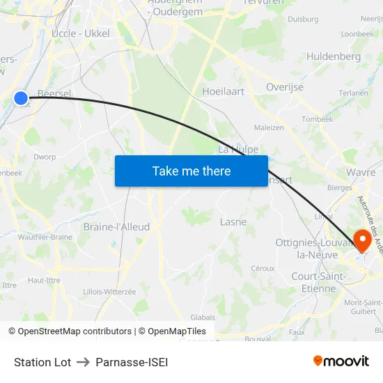 Lot Station to Parnasse-ISEI map