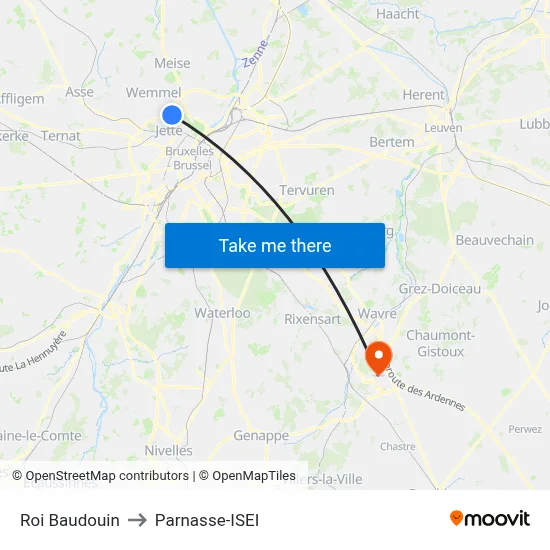 King Baudouin to Parnasse-ISEI map