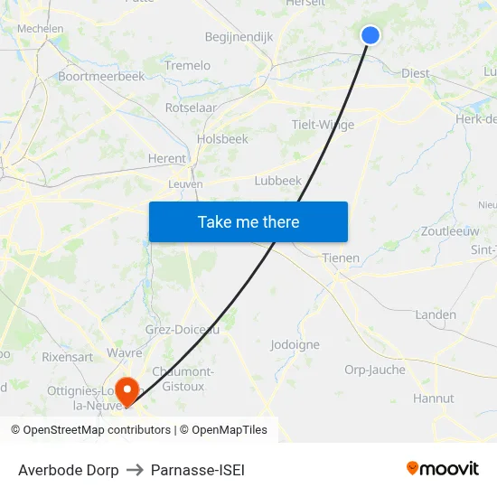 Averbode Village to Parnasse-ISEI map