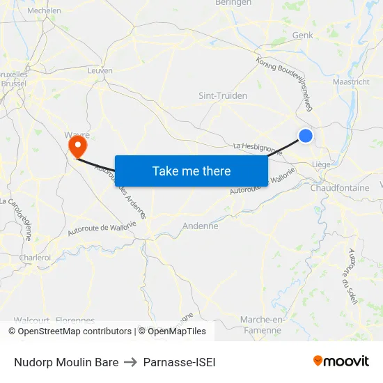 Nudorp Bare Mill to Parnasse-ISEI map
