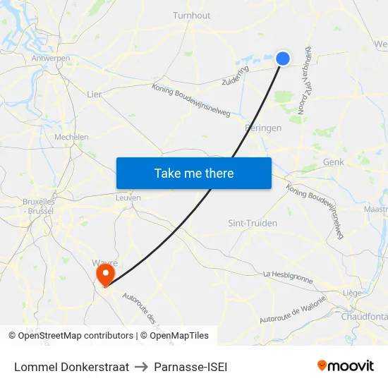 Lommel Dark Street to Parnasse-ISEI map