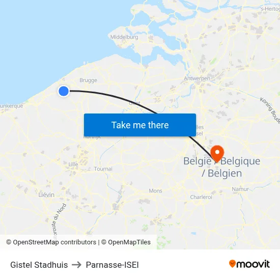 Gistel Stadhuis to Parnasse-ISEI map