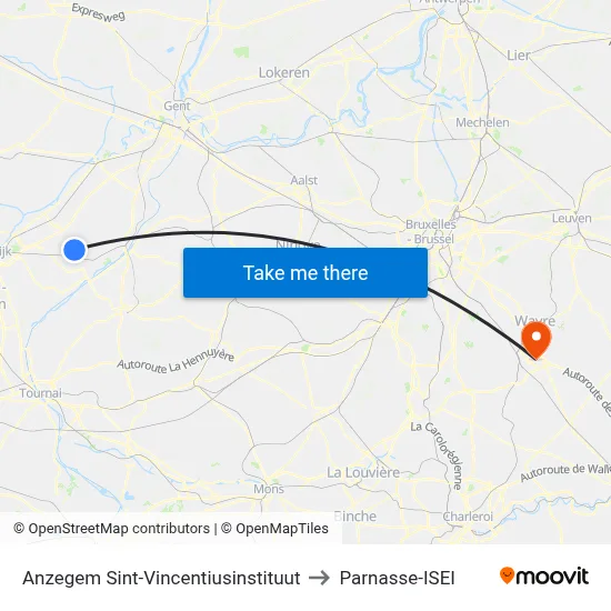 Anzegem St. Vincent Institute to Parnasse-ISEI map