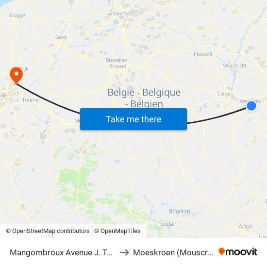 Mangombroux Avenue J. Tasté to Moeskroen (Mouscron) map