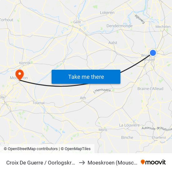 Croix De Guerre / Oorlogskruisen to Moeskroen (Mouscron) map