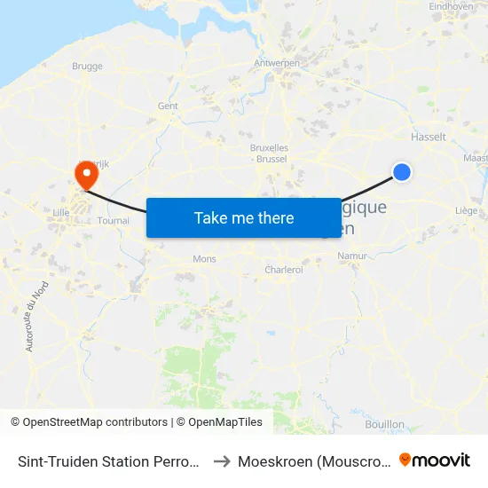 Sint-Truiden Station Perron 2 to Moeskroen (Mouscron) map
