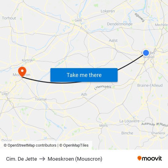 Cim. De Jette to Moeskroen (Mouscron) map