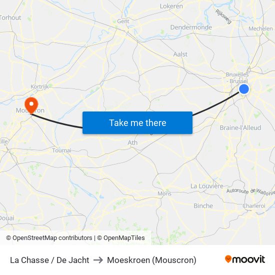 La Chasse / De Jacht to Moeskroen (Mouscron) map